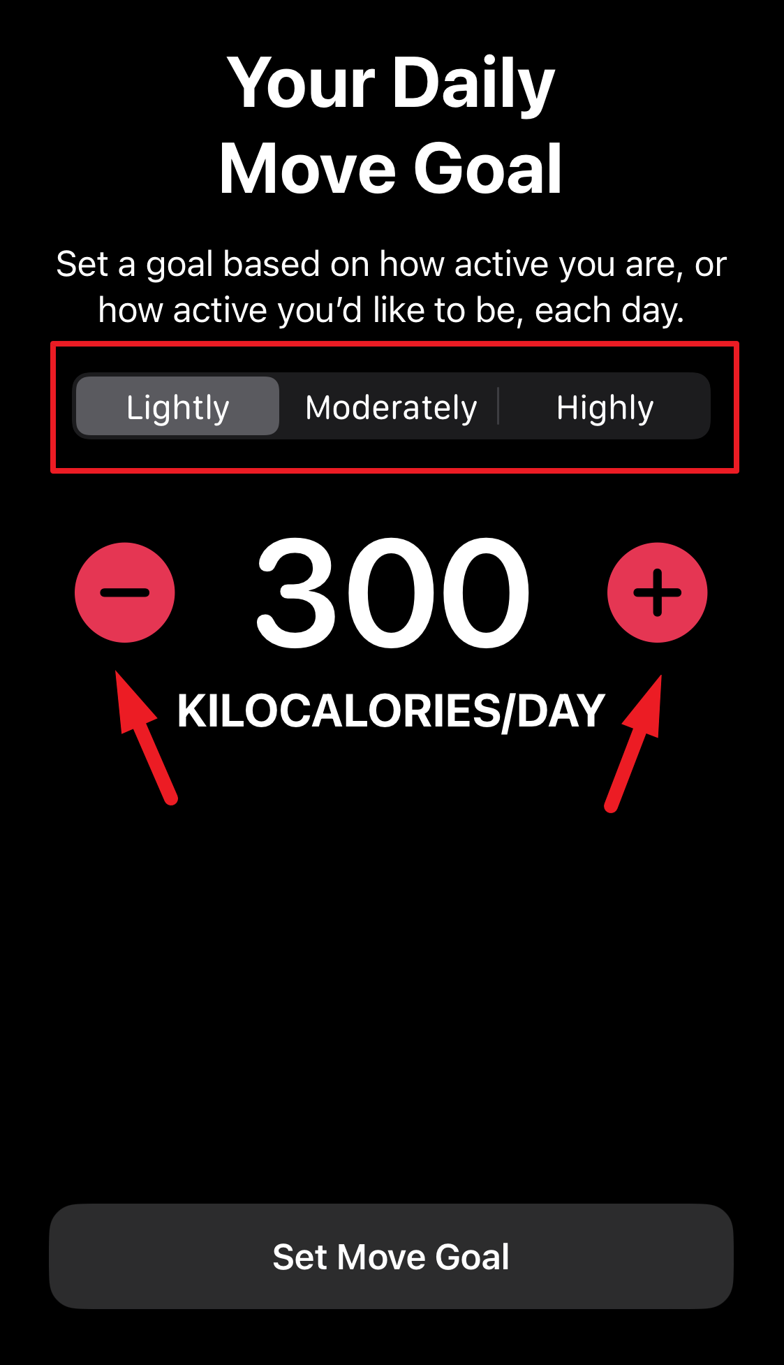 How to change activity goal best sale to moderate on apple watch