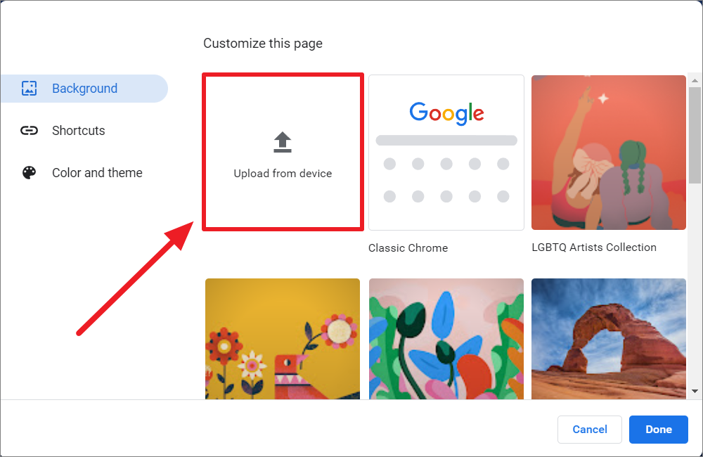 how to change google chrome homepage layout