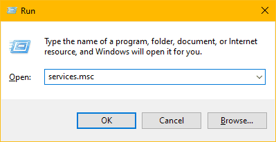 Run services.msc Windows