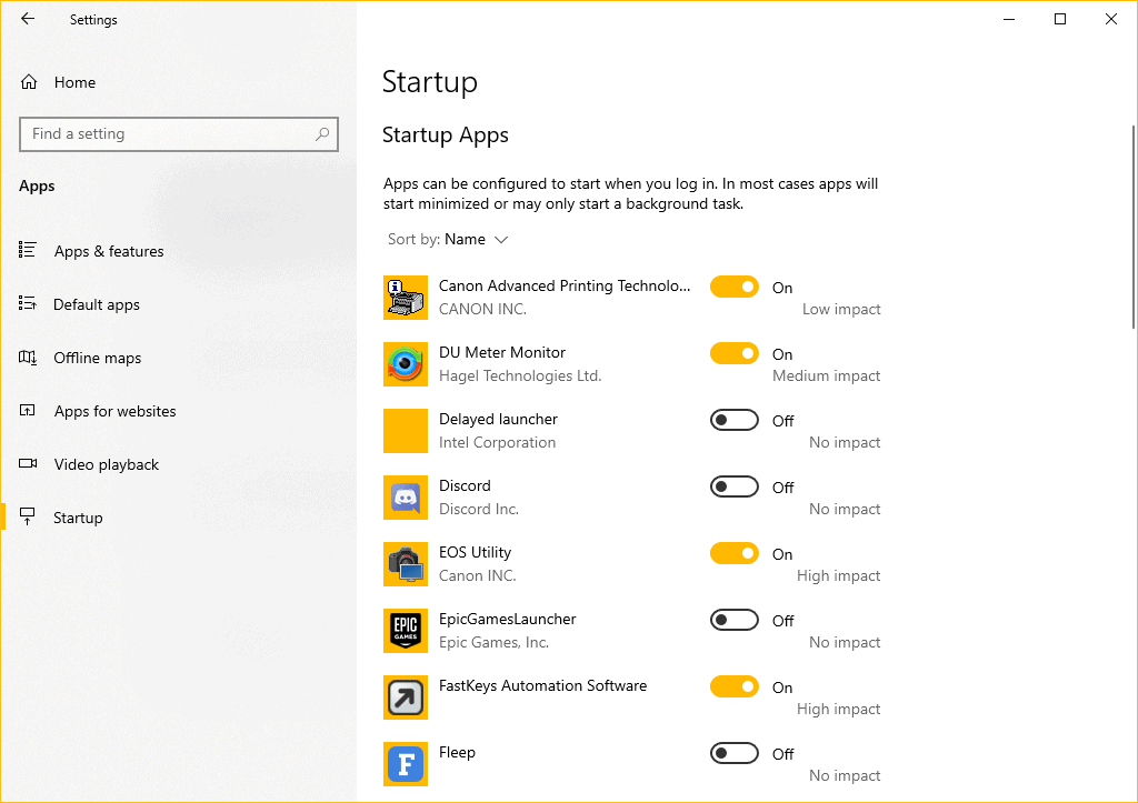 Windows 10 Startup Apps