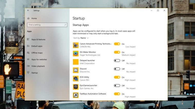 Manage Startup Apps Windows 10
