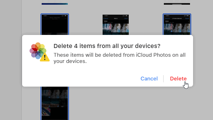 Confirm Delete iCloud Photos iPhone