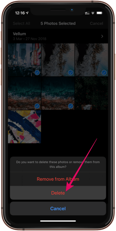 Confirm Delete Selected Photos iPhone