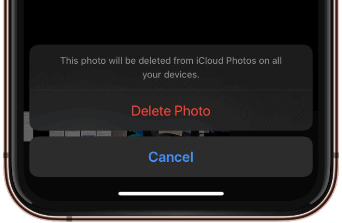 Delete Photo iPhone Confirm Pop Up Dialogue