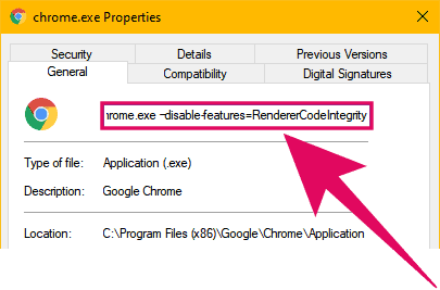Add command to chrome.exe file