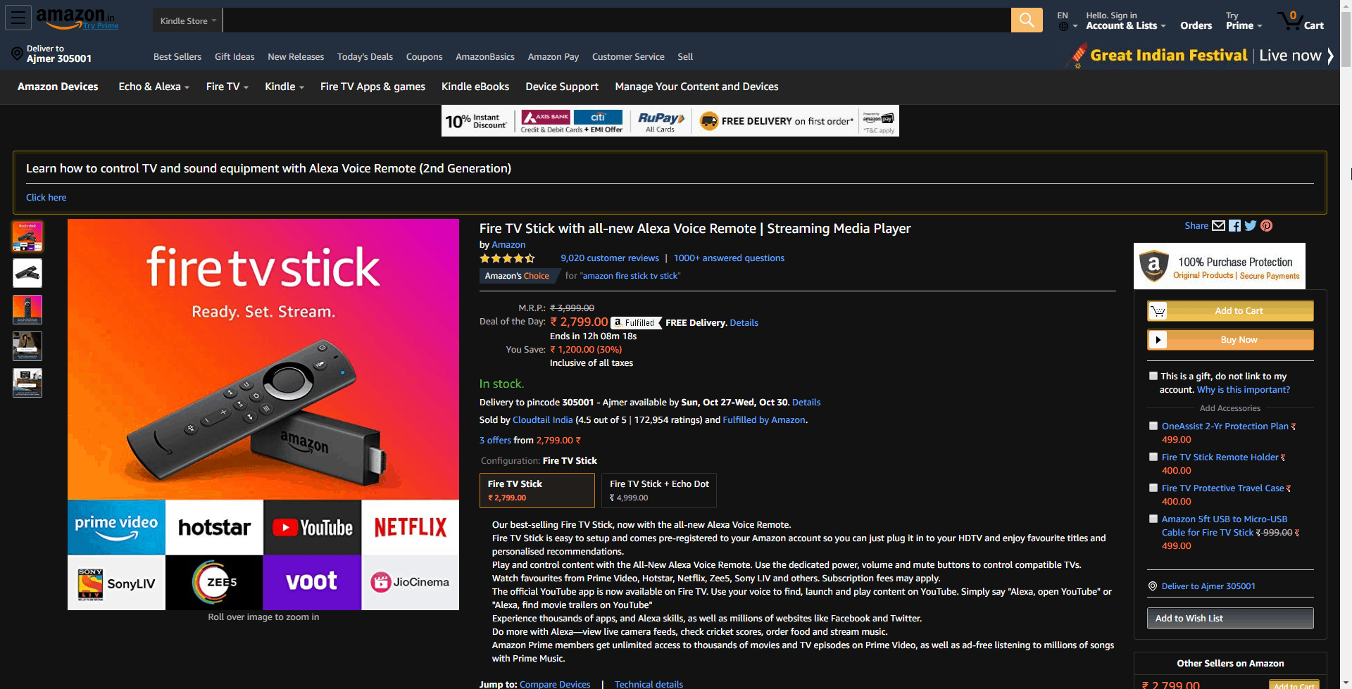Amazon in Dark Mode on Chrome