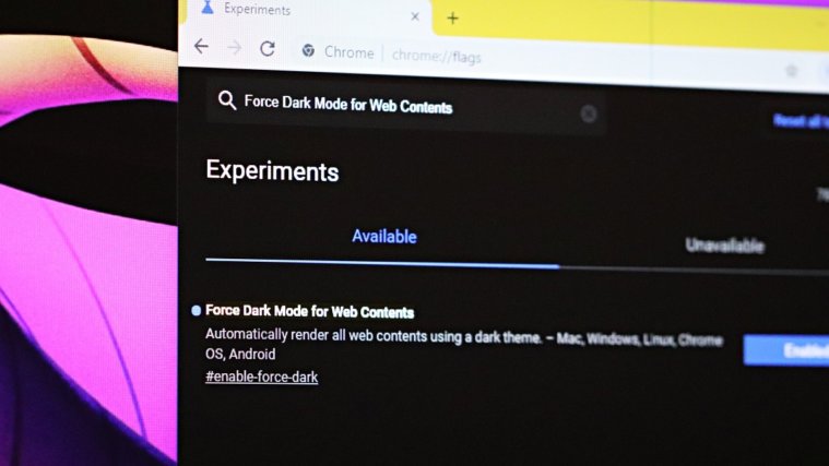 Chrome Force Dark Mode on Web Contents Feature