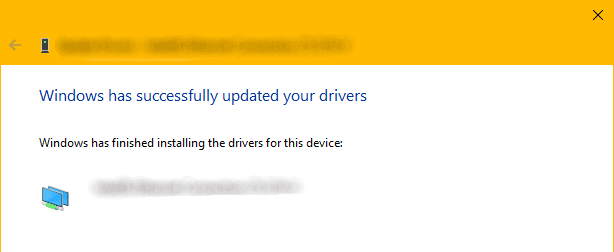 Windows Driver Update Confirmation