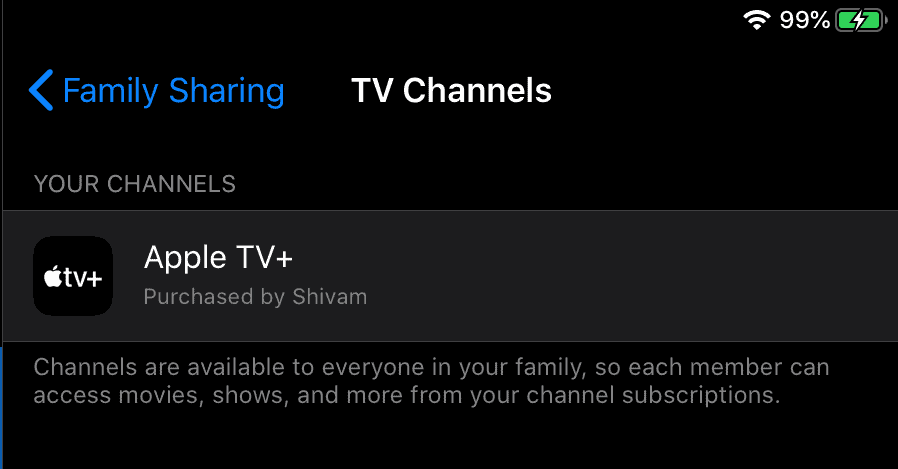 Apple TV+ comes with Family Sharing pre-activated