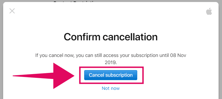 Confirm cancellation of Apple TV Plus subscription