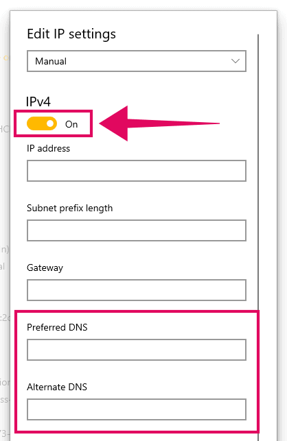 Change IPv4 settings Windows 10