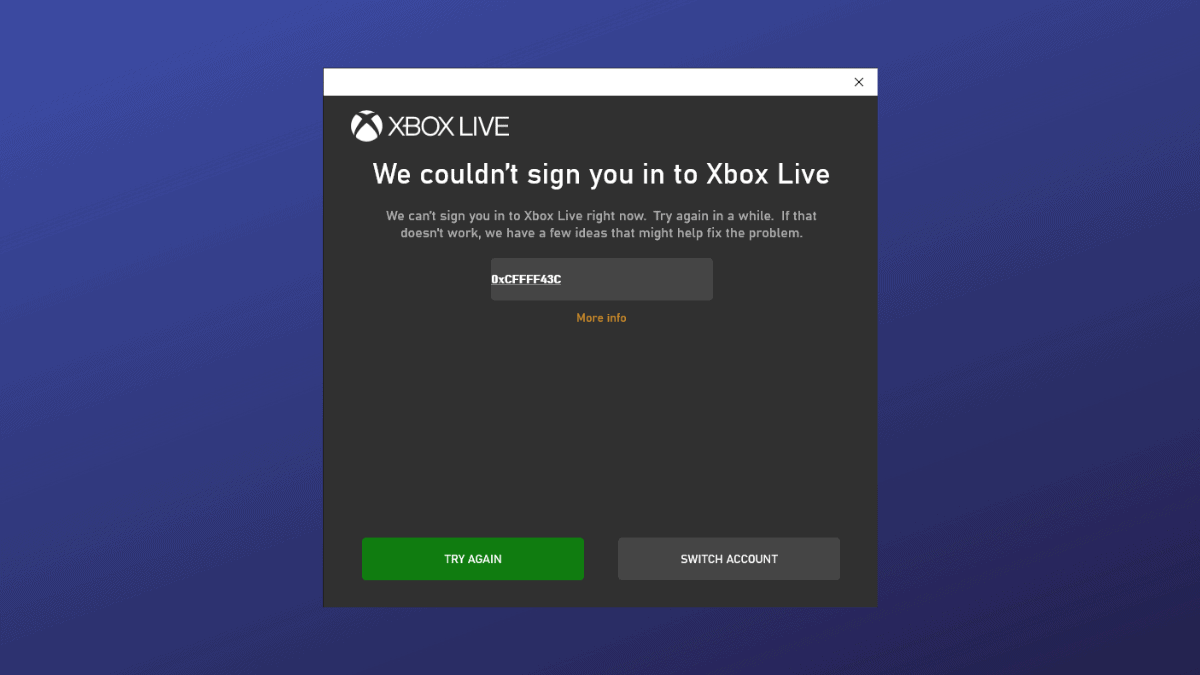 Xbox Live Error 0xcffff43c