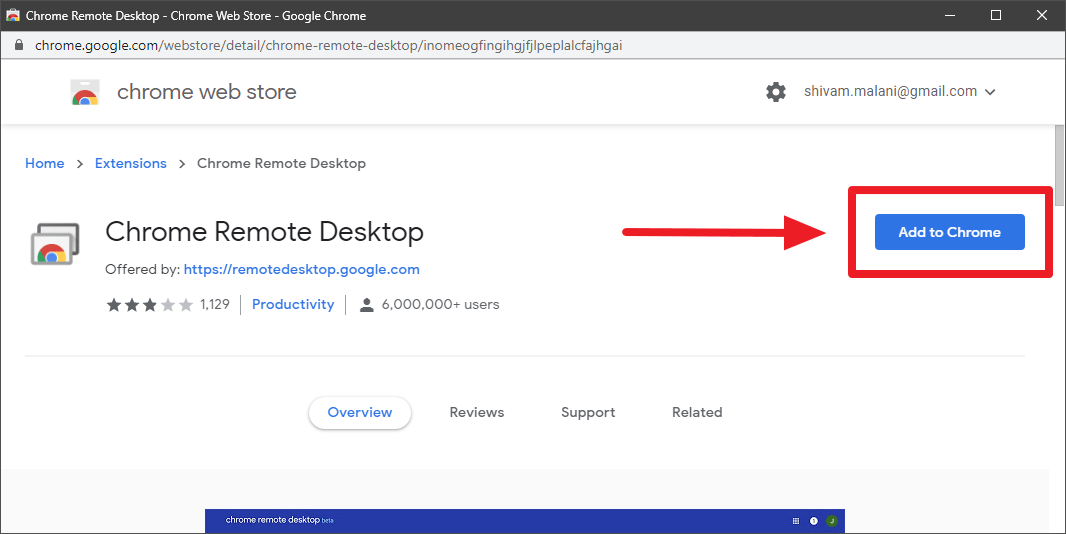 Add Chrome Remote Desktop Extension