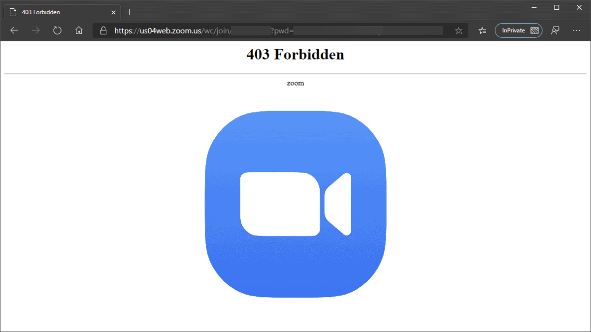 Zoom 403 Forbidden Error