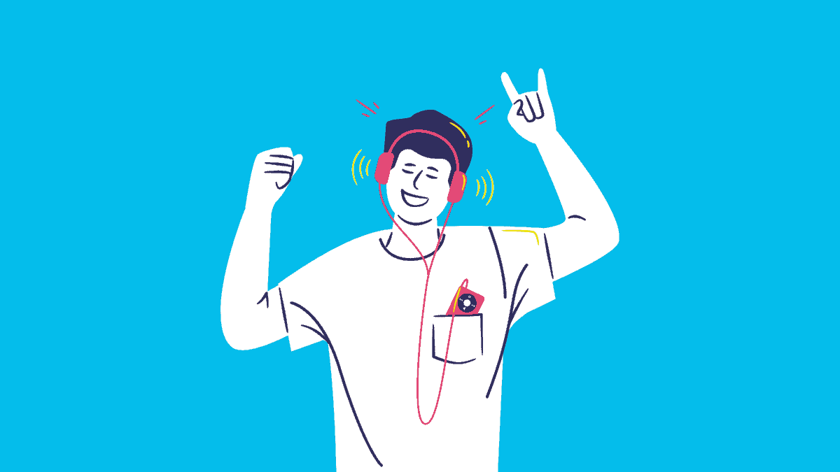 Man Partying and Listening Music with Headphones