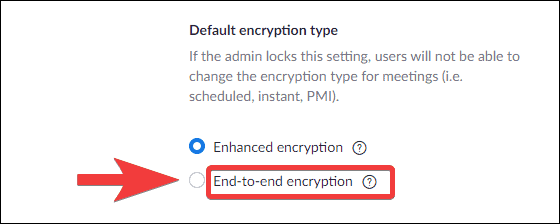An image containing a red arrow pointing to "End-to-end encryption"