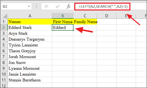 excel split cells by character