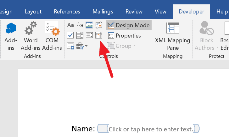 insert into word doc a fillable section