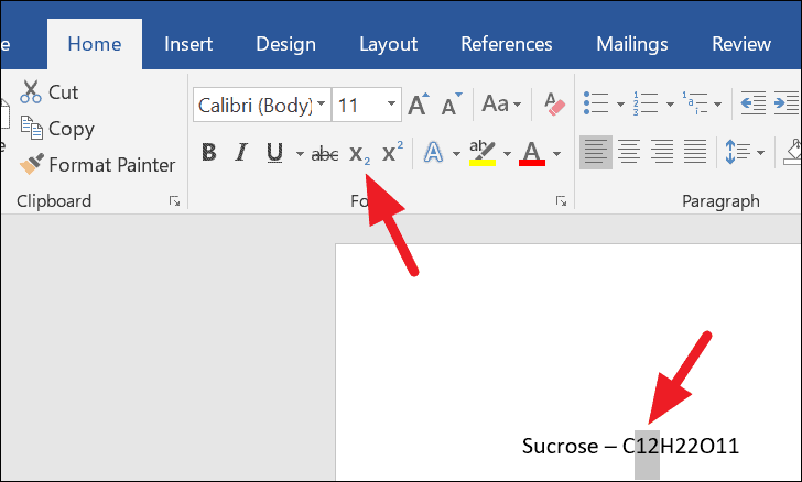 how to subscript on microsoft word