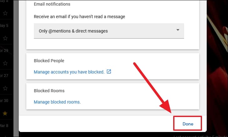 Save to disable google chat notifications in gmail for desktop