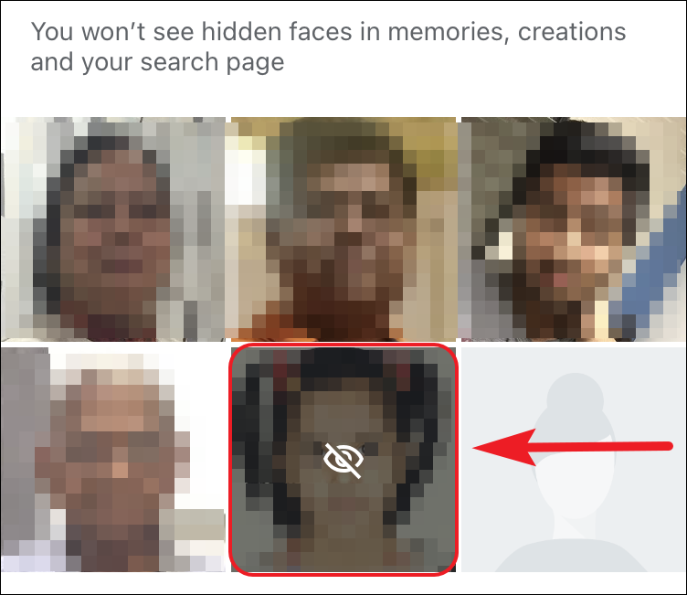 tap on the image to hide some of the people in memories on Google photos on iOS devices