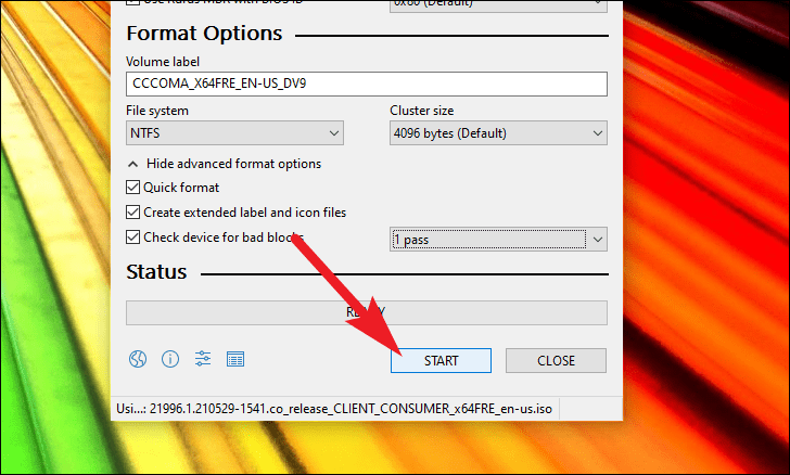 click start to Create a Windows 11 USB Drive