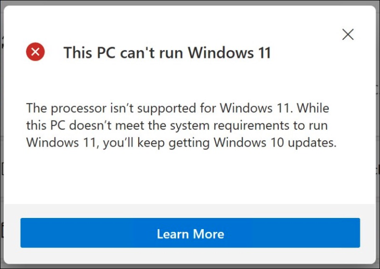 cpu not supported windows 10