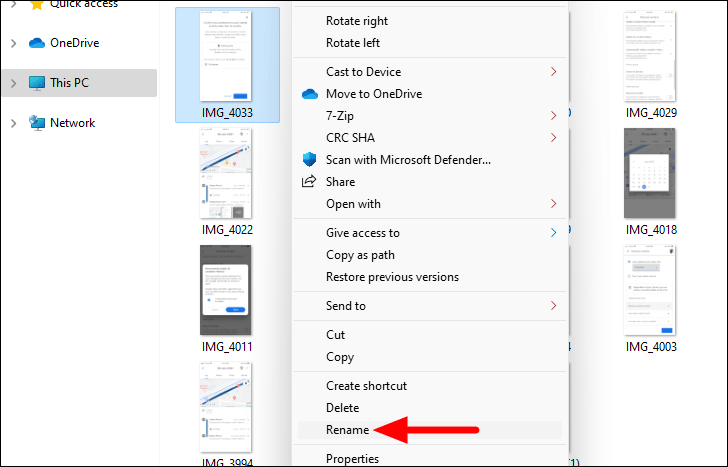 windows shortcut rename file