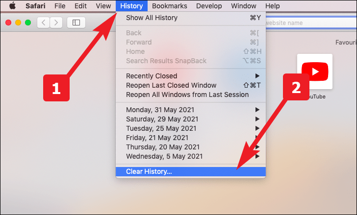 click to clear history to reset safari to default settings