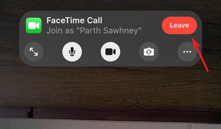 tap leave to leave facetime on android