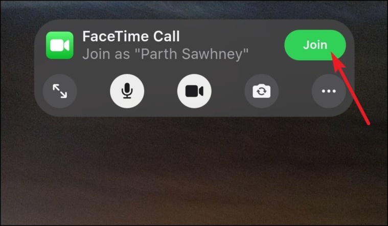 tap join to use facetime on android