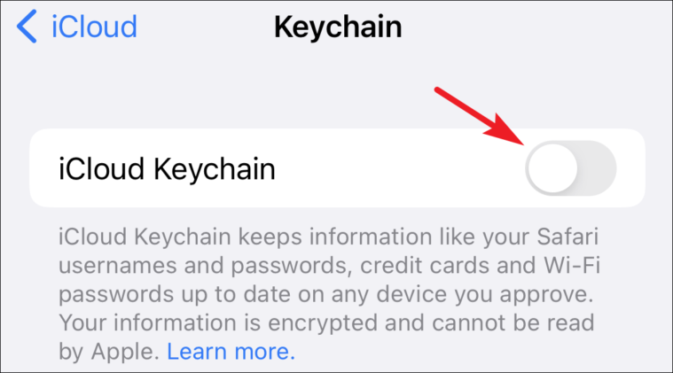 enable iCloud keychain from iPhone