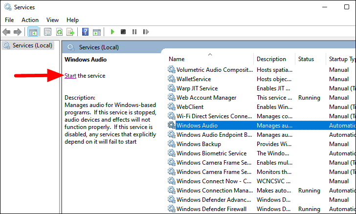 windows audio service is not enabled